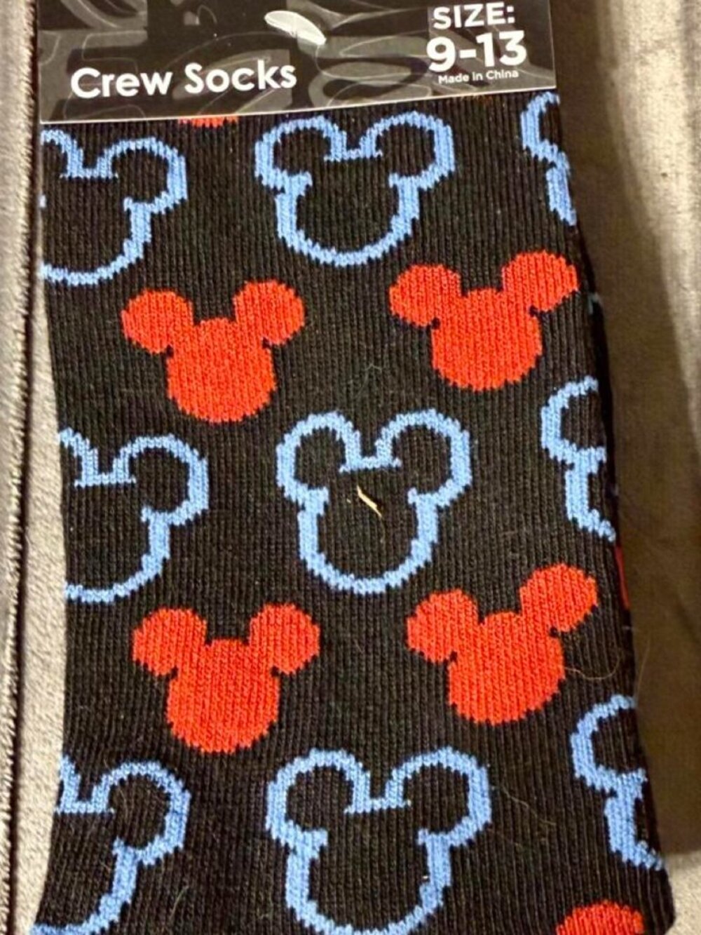 Mickey Mouse Crew Socks Size 9-13